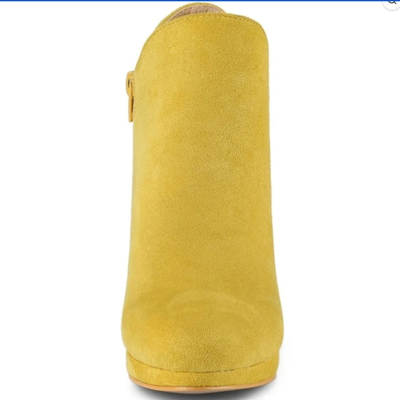 Allegra K Mustard Heeled Boots - Picture 3 of 8